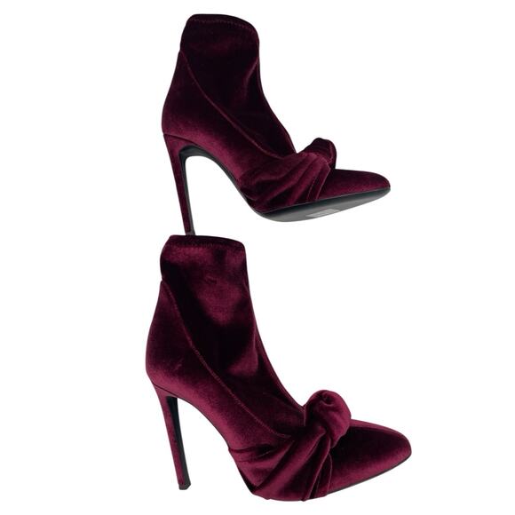 Giuseppe Zanotti Soft Velvet Bow Sock Ankle Boots Size 37 US 7 - Picture 5 of 11